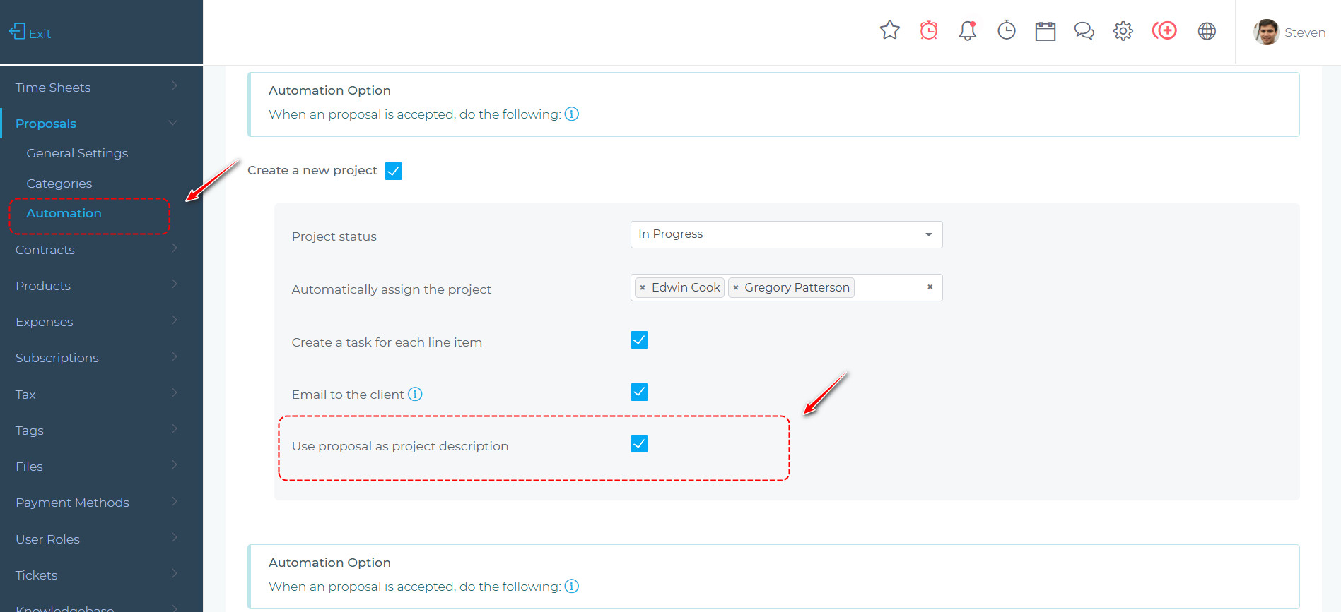 Use proposal as project description